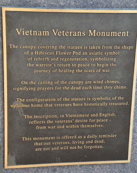 Vietnam Veterans Monument sign